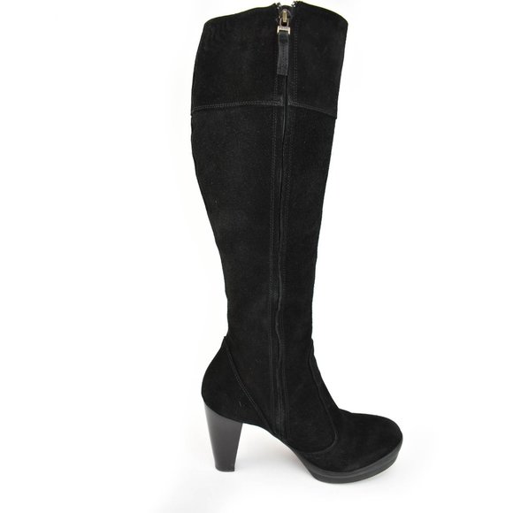 FENDI: Black, Suede & Logo, Tall Platform Boots - Picture 5 of 10
